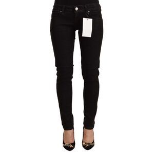Acht Black Cotton Low Waist Skinny Denim Women's Jeans